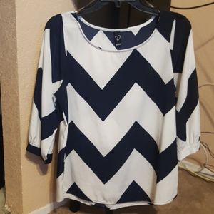 Chevron Navy Blue and white top